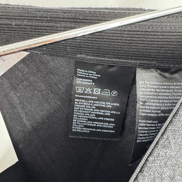 H&M Divided Black Linen Blend Midi Skirt Small Ruffle Hem Minimalist Summer Chic - Picture 4 of 7